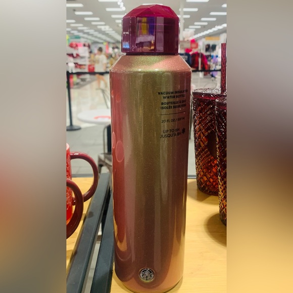 Starbucks Iridescent Glitter Water Bottle Cup Stainless Tumbler Jeweled Top 2022 - Picture 8 of 16